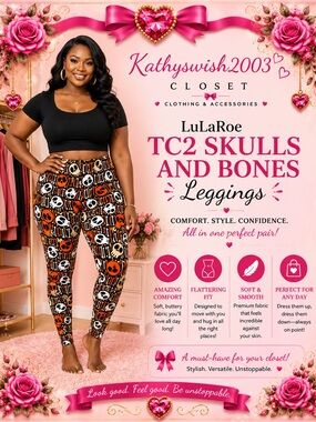 LuLaRoe TC2 Skulls and Bones Leggings